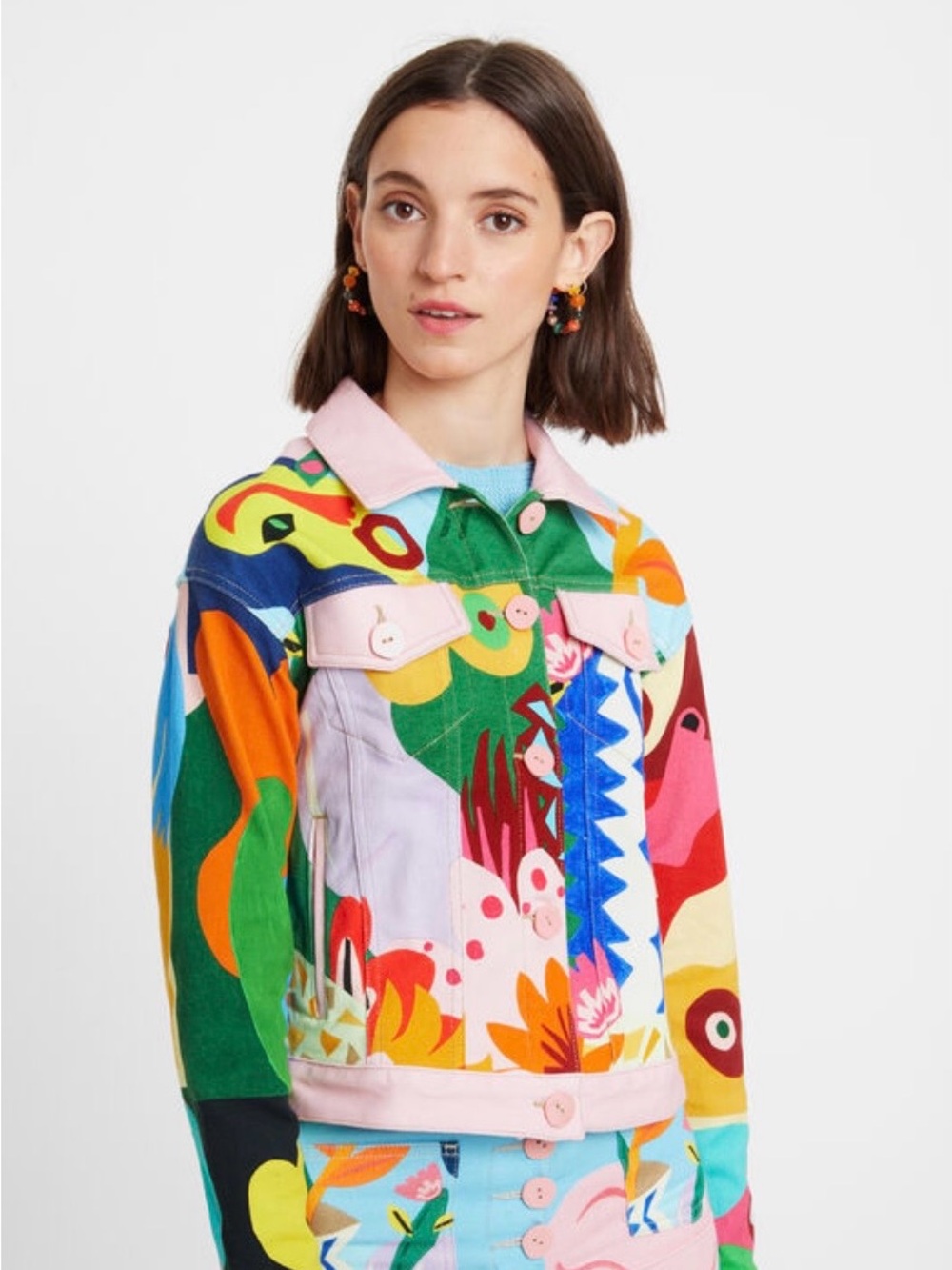Desigual Masil X Miranda Makaroff Bold Abstract Multicolor Cotton Jacket